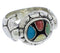 Genuine Sterling Silver Multicolor Inlay Ring Size 8-1/4 WX39565
