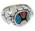 Genuine Sterling Silver Multicolor Inlay Ring Size 8-1/4 WX39565