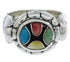 Genuine Sterling Silver Multicolor Inlay Ring Size 8-1/4 WX39565