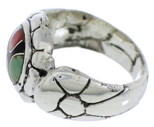 Southwestern Sterling Silver Multicolor Ring Size 8-1/2 WX39566