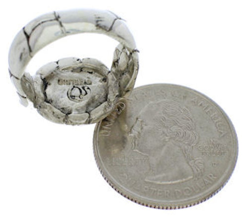 Genuine Sterling Silver Multicolor Inlay Ring Size 8-1/4 WX39565