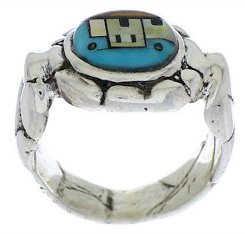 Native American Pueblo Design Multicolor Ring Size 8-3/4 WX39687