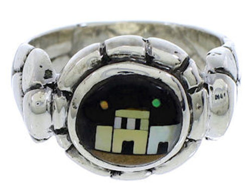 Multicolor Native American Design Sterling Silver Ring Size 6 WX39705