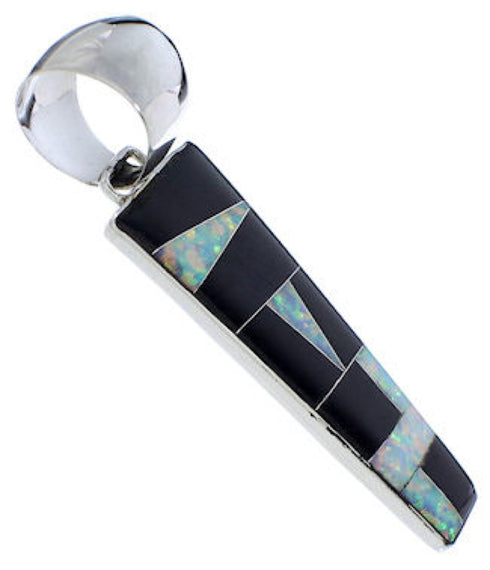 Southwest Jewelry Black Jade And Opal Pendant PX30479