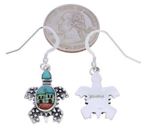 Multicolor Native American Village Design Turtle Earrings EX32307