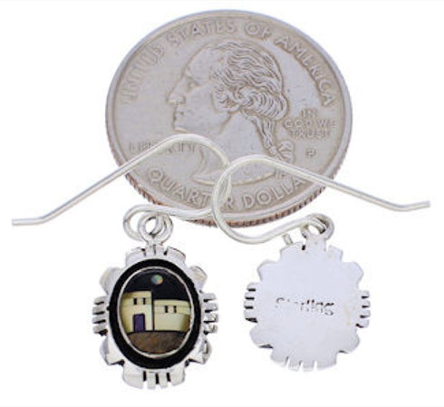 Multicolor And Silver Native American Village Design Earrings EX32322