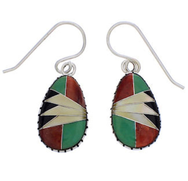 Sterling Silver And Multicolor Inlay Earrings EX32345