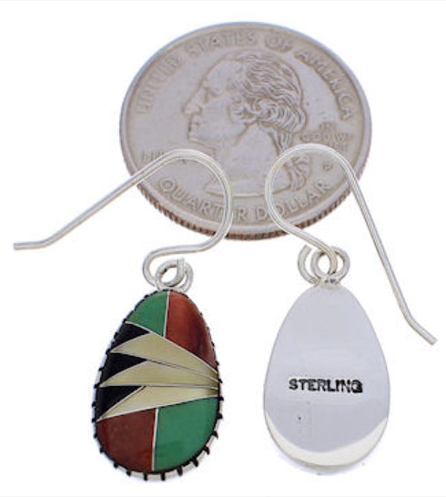 Sterling Silver And Multicolor Inlay Earrings EX32345