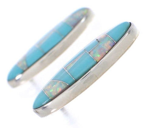 Southwestern Turquoise And Opal Inlay Earrings EX32408