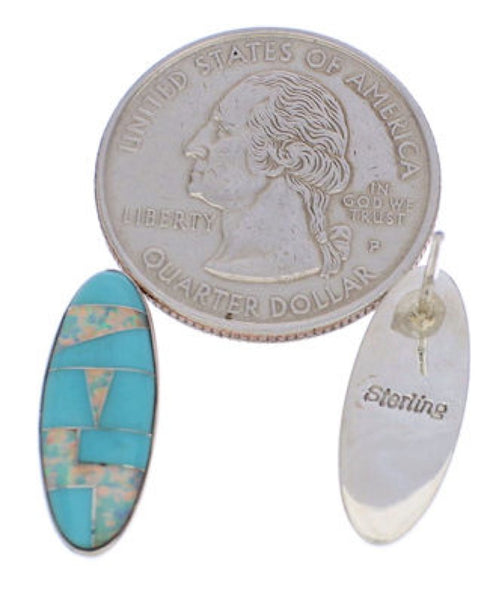 Southwestern Turquoise And Opal Inlay Earrings EX32408