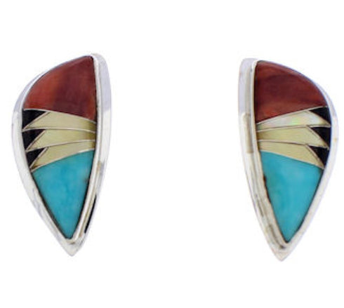 Multicolor Inlay And Sterling Silver Earrings EX32426