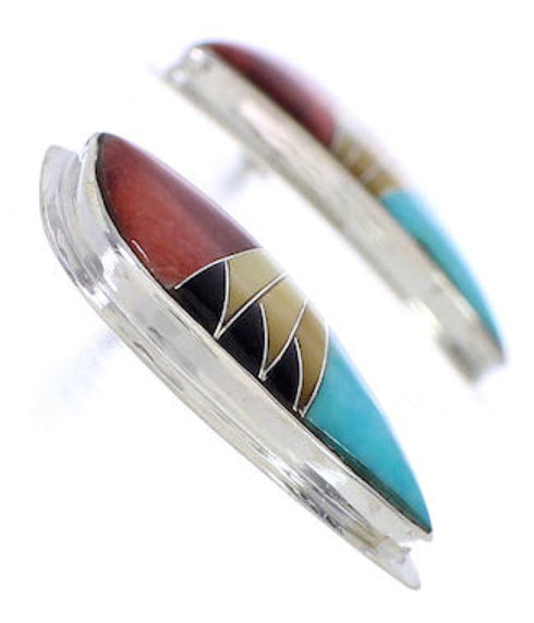 Multicolor Inlay And Sterling Silver Earrings EX32426