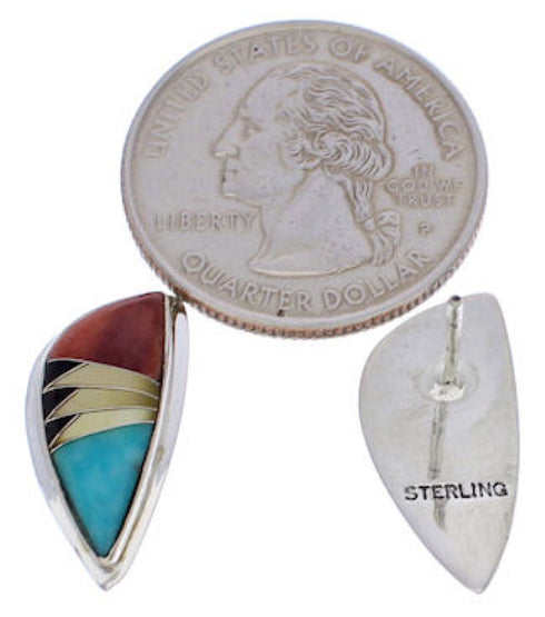 Multicolor Inlay And Sterling Silver Earrings EX32426