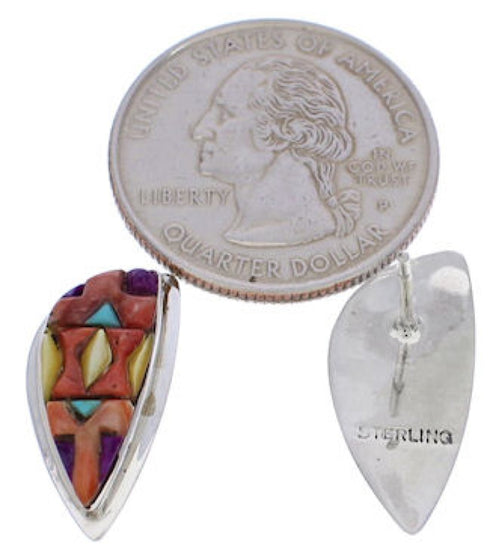 Southwest Jewelry Multicolor Inlay Earrings EX32440