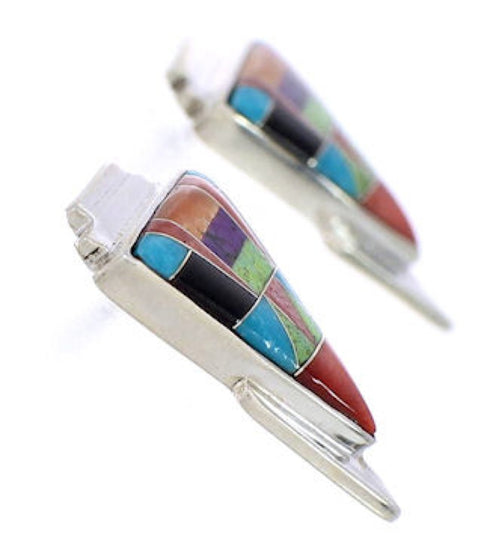 Sterling Silver Southwest Multicolor Inlay Earrings EX32462