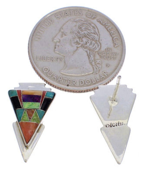 Southwestern Multicolor Inlay Silver Earrings EX32463