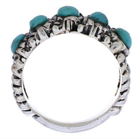 Southwestern Turquoise Sterling Silver Ring Size 8-1/4 WX34713