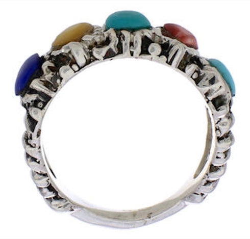 Silver Multicolor Southwestern Ring Size 8-1/4 WX34840