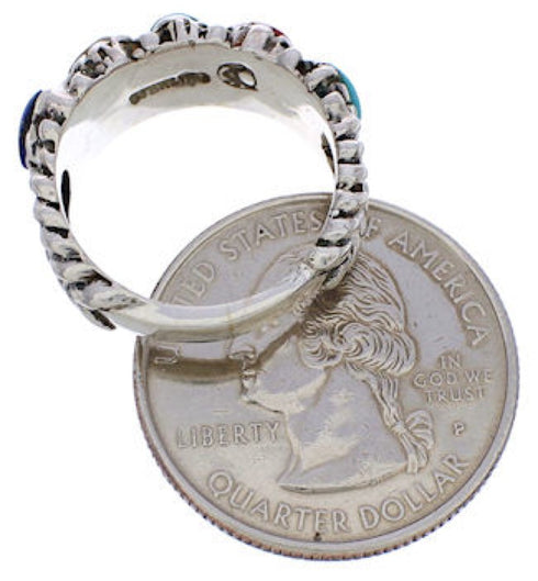 Southwestern Silver Multicolor Jewelry Ring Size 5 WX34848