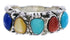 Southwest Sterling Silver Multicolor Jewelry Ring Size 7-1/4 WX34861