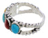 Southwest Sterling Silver Multicolor Jewelry Ring Size 7-1/4 WX34861
