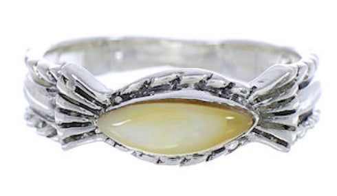 Authentic Silver Yellow Mother Of Pearl Ring Size 8-3/4 WX35243
