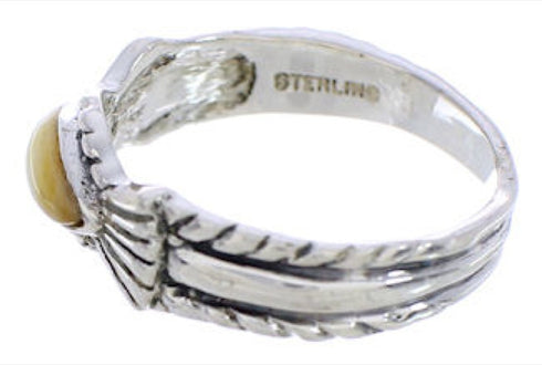 Authentic Silver Yellow Mother Of Pearl Ring Size 8-3/4 WX35243