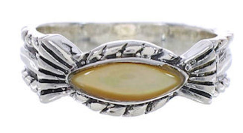 Silver Yellow Mother Of Pearl Southwest Ring Size 6-3/4 WX35264