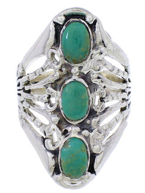 Genuine Sterling Silver And Turquoise Ring Size 4-1/4 UX32704