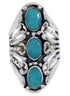 Genuine Sterling Silver And Turquoise Ring Size 4-3/4 UX32822