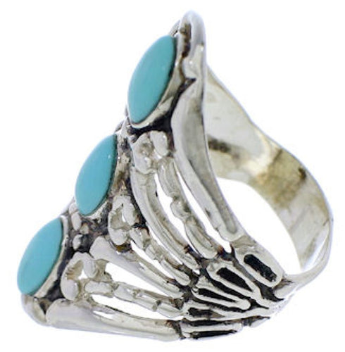 Southwestern Sterling Silver Turquoise Ring Size 6-3/4 UX32867