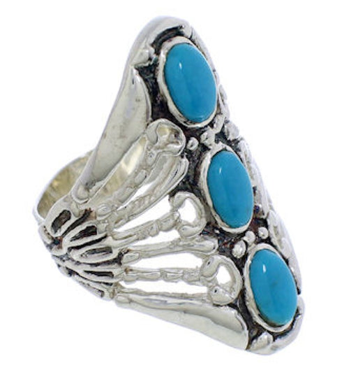 Genuine Sterling Silver And Turquoise Ring Size 5-1/4 UX32874