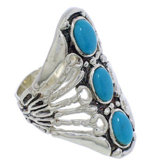 Genuine Sterling Silver And Turquoise Ring Size 5-1/4 UX32874