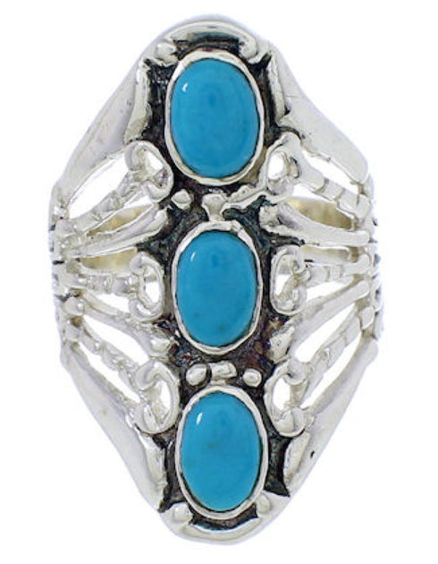 Genuine Sterling Silver And Turquoise Ring Size 5-1/4 UX32874