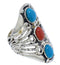 Turquoise And Coral Sterling Silver Ring Size 5-3/4 UX32885