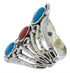 Turquoise And Coral Sterling Silver Ring Size 5-3/4 UX32885
