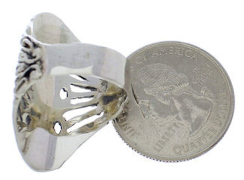 Coral Turquoise Sterling Silver Ring Size 6-1/2 UX32919