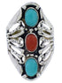 Turquoise Coral Southwest Ring Size 4-1/2 UX32981