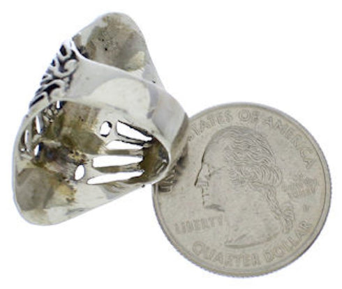 Turquoise Coral Jewelry Silver Southwest Ring Size 6-3/4 UX33010