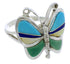 Genuine Sterling Silver Multicolor Butterfly Ring Size 6 UX33125
