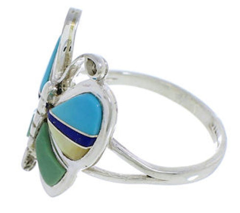 Genuine Sterling Silver Multicolor Butterfly Ring Size 6 UX33125