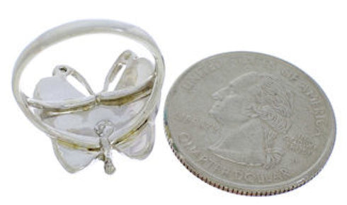 Genuine Sterling Silver Multicolor Butterfly Ring Size 6 UX33125