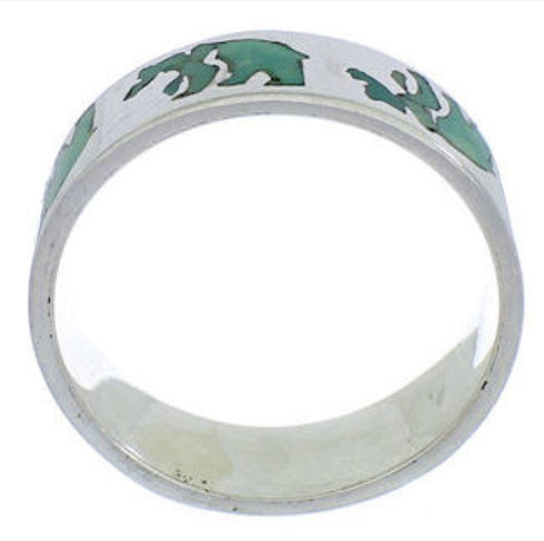 Turquoise Sterling Silver Bear Ring Band Size 5-3/4 UX32489