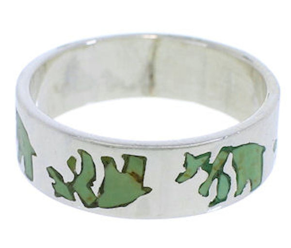 Turquoise And Sterling Silver Bear Ring Band Size 6-3/4 UX32525