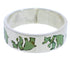Turquoise Inlay And Silver Bear Ring Band Size 5-3/4 UX32519