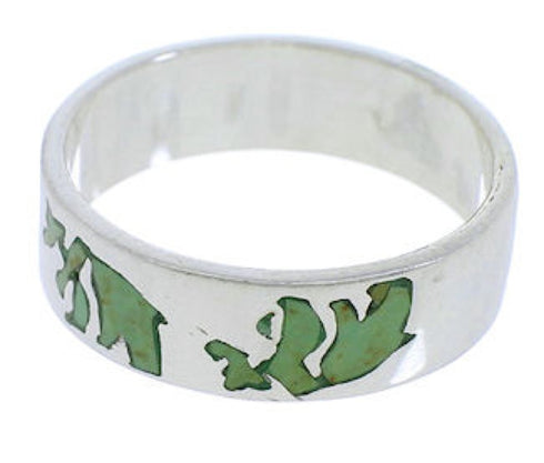 Turquoise And Sterling Silver Bear Ring Band Size 6-3/4 UX32525