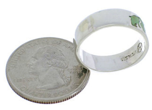 Turquoise And Sterling Silver Bear Ring Band Size 6-3/4 UX32525