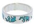 Turquoise Inlay And Sterling Silver Bear Ring Band Size 6-3/4 UX32557