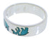 Turquoise Inlay And Sterling Silver Bear Ring Band Size 6-3/4 UX32557