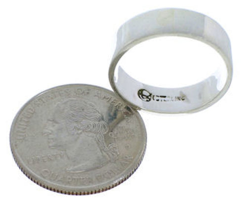 Turquoise Inlay And Sterling Silver Bear Ring Band Size 6-3/4 UX32557